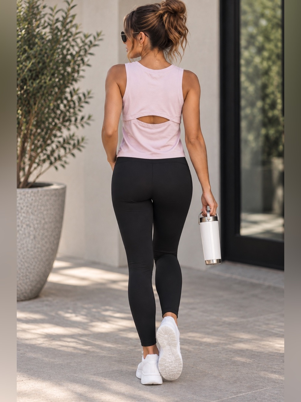 Move Theology Womens L Pink Cutout Back Workout Tank Top Yoga Pilates Activewear